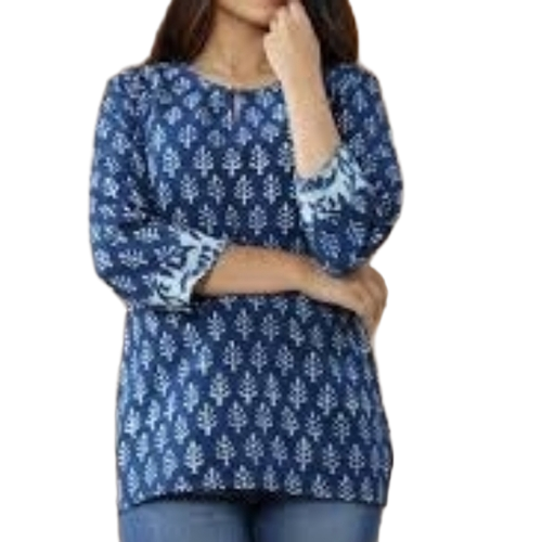 Cotton Kurti - Cotton L to XL Blue Printed | Anti UV Breathable Quick Dry Comfortable Fit