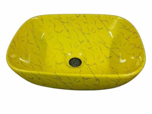Yellow Color Bathroom Ceramic Washbasin