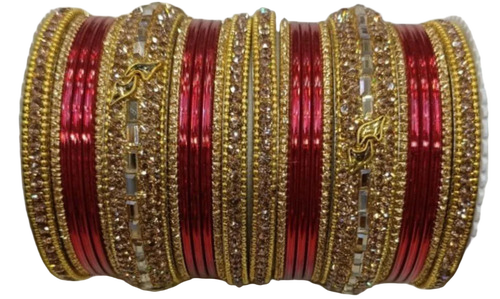 Red Aluminium Antique Bangles Set