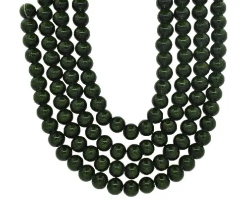 Green Goldstone Plain Round Shape Gemstone Beads