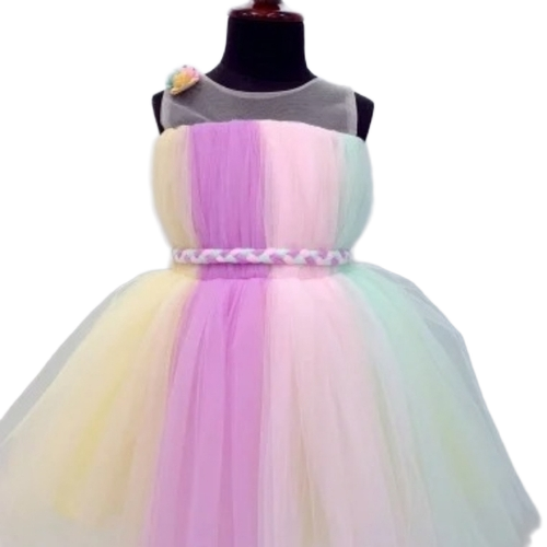Lavender Multi Layered Bushy Girls Frock - Cotton, All Sizes, Multi Color | Breathable, Skin Friendly, Washable, Sleeveless