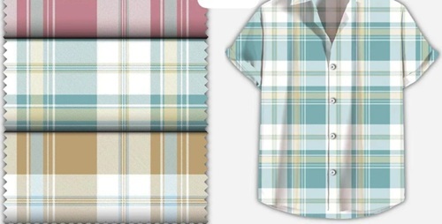 Mens Shirt Fabric - Polyester, Customized Size, Multi Color | Lightweight, Quick Dry, Washable, Checked Pattern