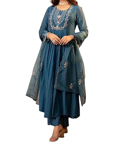 Silk Embroidered Kurta Pant Dupatta Set