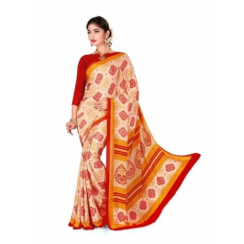 Ladies Multicolor Printed Silk Sarees - Gender: Women