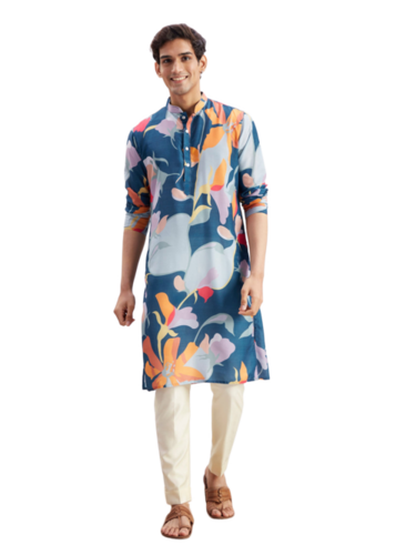 Mens Kurta Pajama - Soft Fabric, Breathable Cotton Blend, Printed Pattern | Comfort Fit, No Fade, Easy Wear
