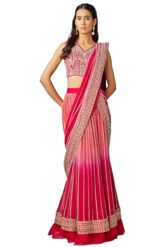 Pink Embroidered Lehenga Set