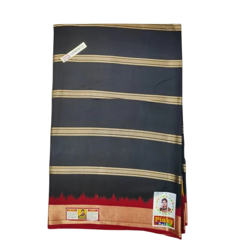 Lemon Printed Cotton Saree - Color: Black