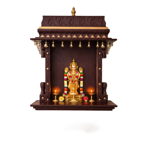 Teak Wooden Wall Hanging Mandir For Home