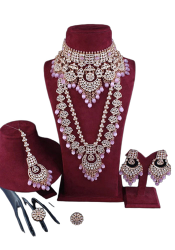 Pink Brass Bridal Jewelry Sets For Parties - Gender: Women