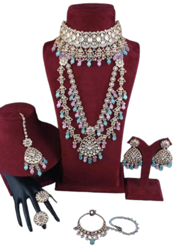 Pink Mint Brass Bridal Jewelry Sets For Party And Wedding - Gender: Women