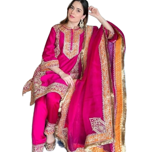 Rani Hotpink Short Kurta With Salwar