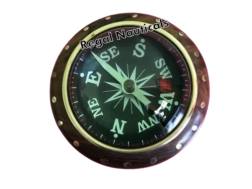 Vintage Brass & Wood Stylish Pocket Nautical Compasses - Features: Magnetic Needle