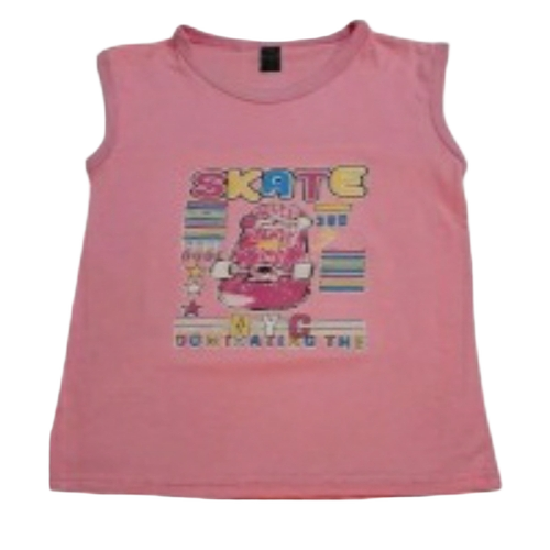Kids Casual T Shirt - Cotton, All Sizes, Multi Color | Skin Friendly, Sleeveless, Printed Fancy Design