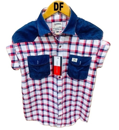 Double Pocket Denim Check Shirt