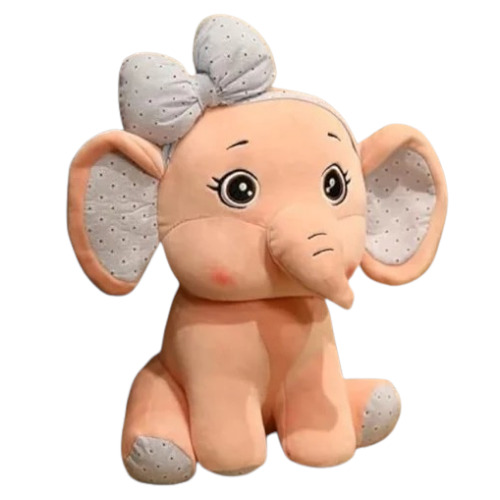 Kids Elephant Soft Toy - Color: Peach And White