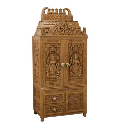 Home Pooja Temple With Bells Door