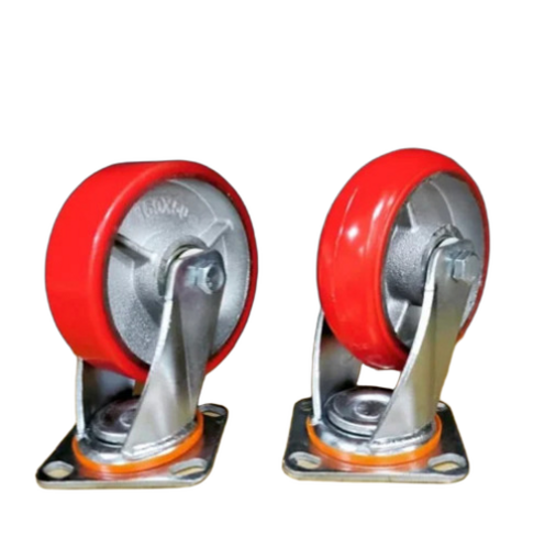 Red Ci Pu Caster Wheels - Finish: Powder Coated
