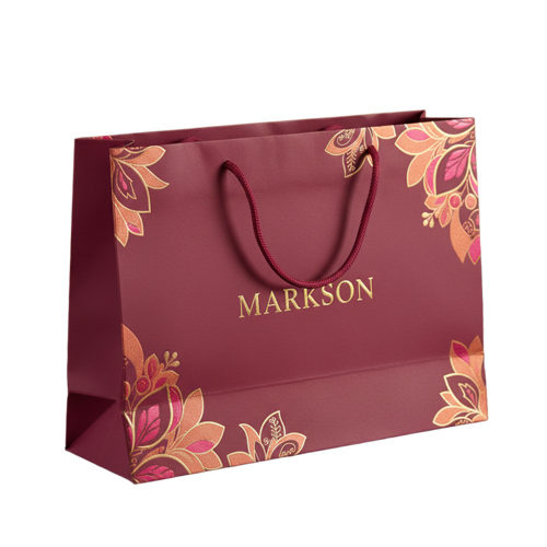 Custom Paper Bags With Cotton Rope Handle - Color: Multicolor