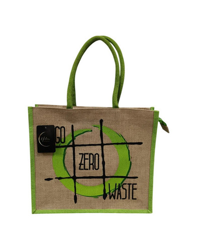 Printed Shopping Jute Bag - Color: Brown Base
