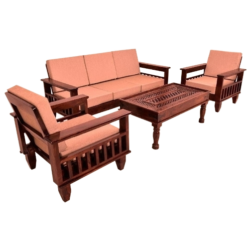 Teak Wood Five Seater Wooden Sofa Set
