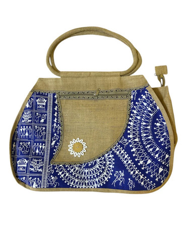 Blue Base Printed Jute Shopping Bag - Feature: Eco Friendly