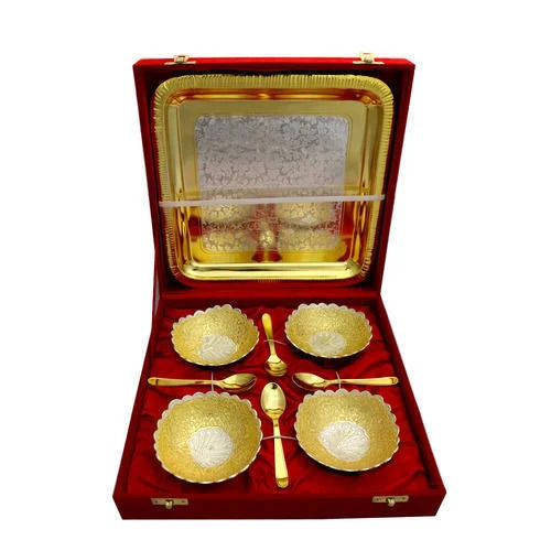 Golden Plated Bowl Set Wedding Gift