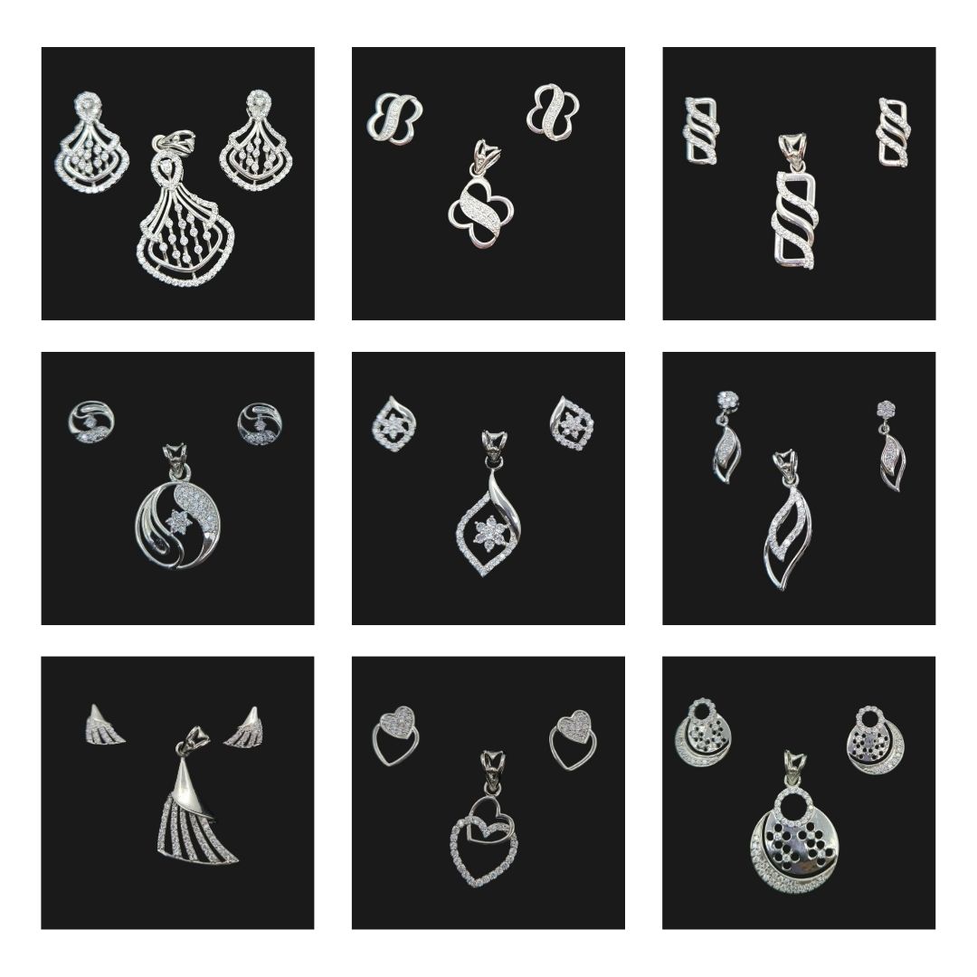 Sterling Silver Ladies Pendant With Earrings - Hardness: Medium (suitable For Jewelry Forming And Polishing)