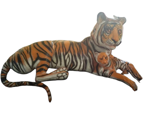 Tiger With Cub Statue - Color: Custom