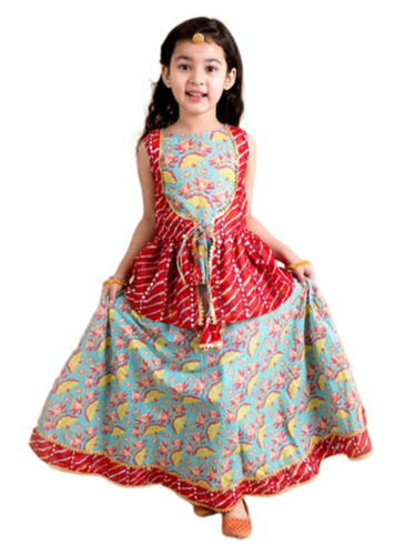Girls Pink Lotus Lehenga Set - Age Group: 2 To 12 Years
