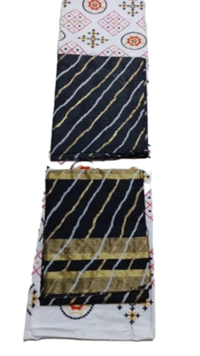 Ladies White Thread Work Printed Cotton Unstitched Suit - Ethnic Region: Indian