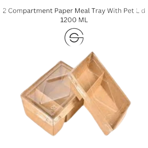 1000gm Paper Food Box With Transparent Pet Lid 1200 Ml 2 Cp