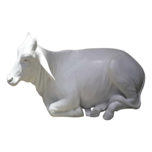 Marble Cow Statue - Color: White