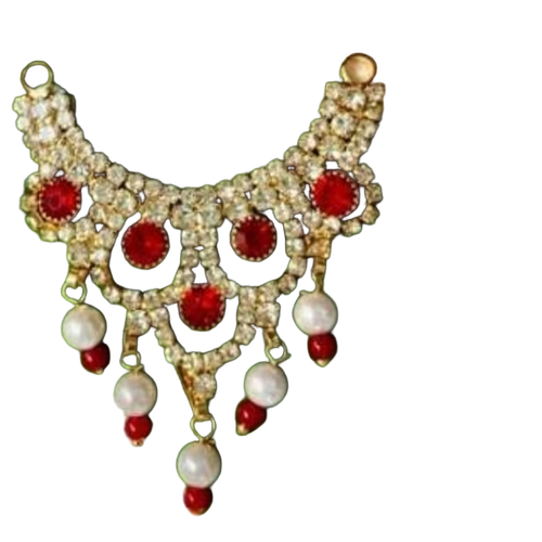 Laduu Gopal Necklace - Crystal, 7 Strands, Gold | Handmade Hammered Metal, Custom Size