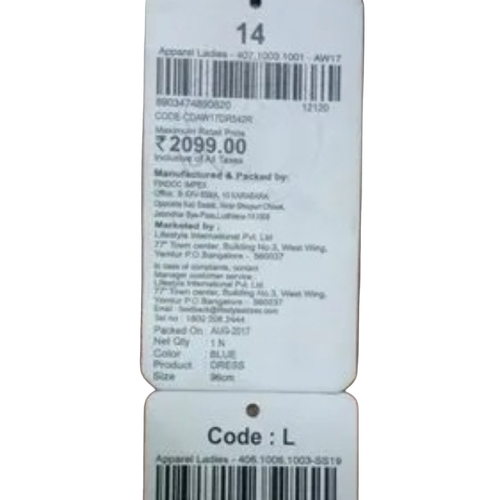 Non Tearable Barcode Labels