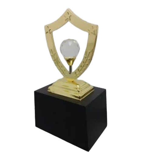 6 Inch Metal Wooden Crystal Trophy