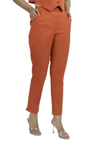 Ladies Orange Cotton Pants