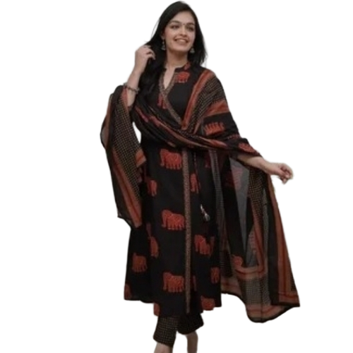 Ladies Printed Cotton Kurta Set
