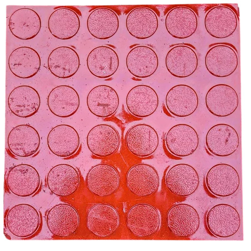 Red Dotted Cement Parking Tile - Feature: Non-Slip