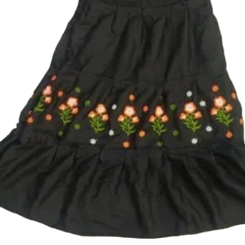 Black Tiered Cotton Skirt