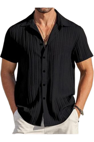 Formal Black Mens Shirt - Pattern Type: V
