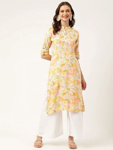 Floral Ladies Kurti - Cotton, Plus Size, Printed, Different Colors, Breathable, Anti Wrinkle, Quick Dry