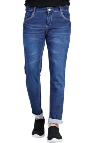 Mens Blue Denim Plain Jeans - Breathable, Color Fastness, Washable, Stretch Comfort