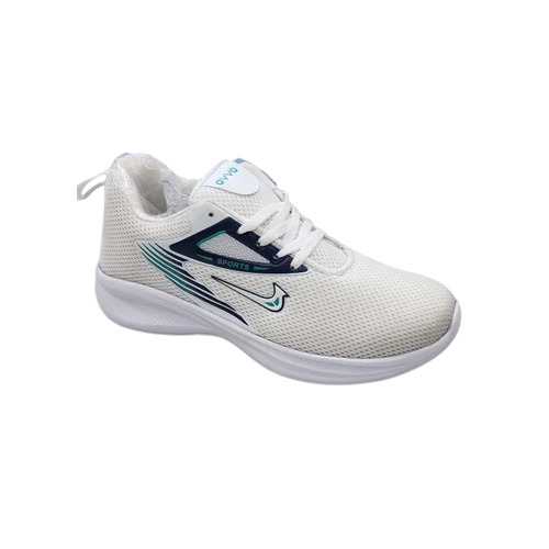 Mens White Sports Shoes - Color: Green