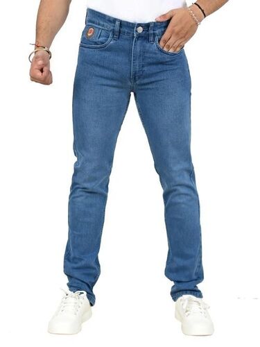 Plain Blue Denim Jeans - Denim, Blue, Breathable, Quick Dry, Washable | Soft Texture, Fade Resistant, Stretch Comfort