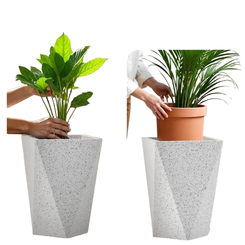8Inch Size Gray Square Frp Pot - Color: Grey