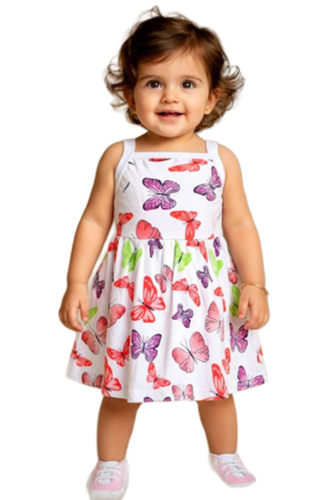 Butterfly Printed Girls Cotton Frocks - Color: Customer Choice