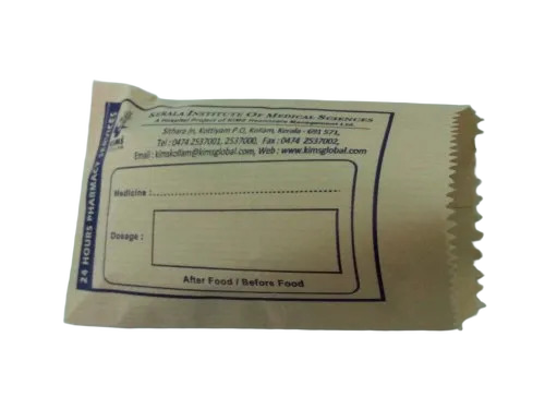 Flat Kraft Paper Bag For Medicines - Color: Brown