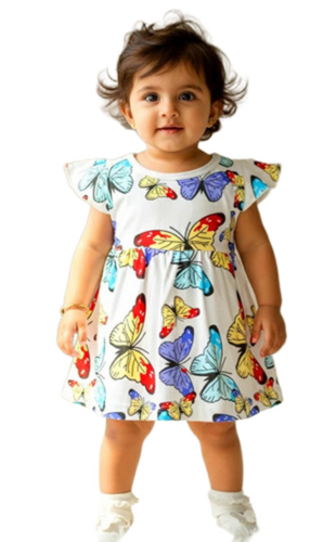 Flower Printed Kids Baby Frocks - Color: Light