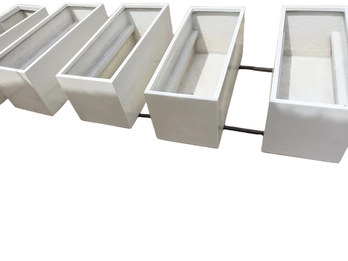 Frp Grey Garden Planters With Drainage Hole - Color: White