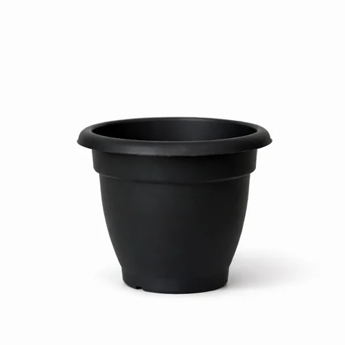 8 Inch Black Round Nursery Pot - Surface Finish: Smooth